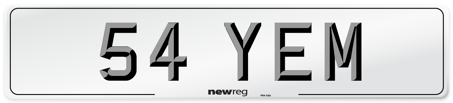 54 YEM Number Plate from New Reg